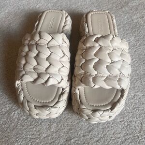 Vince Braided Cream Slide Mules - Super Cute and Super Comfortable.